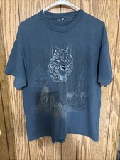 Vtg 90s Wolf Pack Graphic T Shirt Single Stitch Teal Blue Gray 20x26 Wild picture