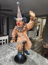 Vintage Jun Asilo Signed 1956 Clown Riding a Unicycle 29.5