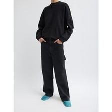 TIBI Slouchy Carpenter Jeans Womens 26 Black Denim High Rise Straight Leg NEW picture