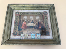Antique 1878 First Communion Hair Art Framed Religious Certificate Keepsake picture