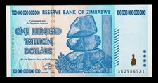 2008 100 TRILLION DOLLARS RESERVE BANK OF ZIMBABWE, AA  UNC  + 10 Bill Zim Free picture