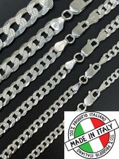 Cadena Cubana Miami Plana Diamantada Plata 925 Sólida Hombre Mujer 3-10.5mm picture