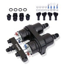 New 2x 044 High Flow External Fuel Pump + Dual Bracket & Out Manifold AN8 picture