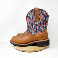 Ariat Fatbaby Boots Womens 8.5 Brown Geometric Print Cowboy Western Shoes picture