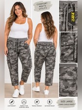 Large Size Camo Cargo Capri Pants - Gray picture