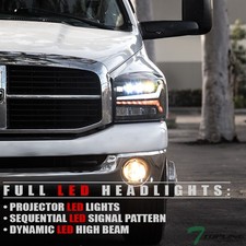 Topline For 2006-2009 Dodge Ram Full LED Sequential Projector Headlights - Black picture