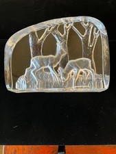 VINTAGE SEA GLASBRUK KOSTA SWEDEN DEER FOREST ART GLASS SCULPTURE 7x6