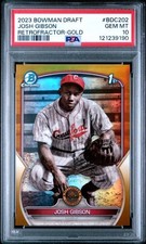 Josh Gibson /50 PSA 10 2023 Bowman Draft Chrome Retrofractor Gold Refractor picture