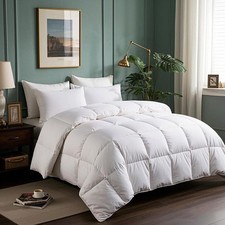 Serta Goose Feather & Down Fiber Comforter King Size 108x98 White All Season New picture