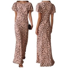 OPT One Pretty Time Leonor Silk Maxi Dress NWT Large Flutter Sleeve picture