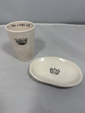 Vintange Rae Dunn Artisan Collection Have a Royal Day cup and plate RARE HTF picture