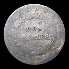 1850 Dos Reales Columbia Rare Silver Foreign Coin ---- #KK136 picture
