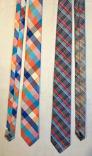 Chaps Men's Plaid & Check Multicolor Woven Polyester Ties Logo Lot of 2 picture
