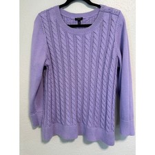 Talbots Plus Lavender Cable Knit Button Shoulder Sweater 1X Purple Pullover picture