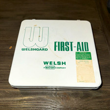 Vintage 1970s Welshgard Welsh Textron Metal First Aid Kit Industrial Medical picture