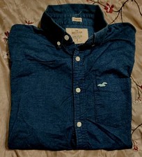 Hollister Epic Flex Stretch Oxford Button Down Shirt Mens Medium M Dark Blue  picture