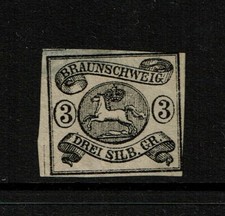 Brunswick 3 SGR, rose/blk, no wmk, Mint No Gum, top thin - S15828 picture