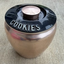Vintage MCM Kromex  Copper/Pink Tone Aluminum Cookie Canister picture