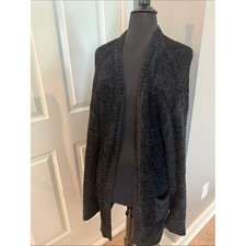 Mossimo Supply Co. Black Open-Front Fuzzy Cardigan picture