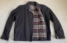 Vintage BURBERRYS' LONDON Jacket Wool Alpaca Nova Check Plaid Interior SZ Lg picture