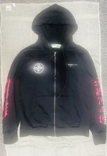 Off-White Main Label Men's L Black/Pink Full Zip Hooded Arrow Graphic Hoodie picture