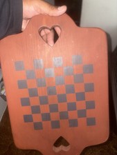 Vintage Handmade Wooden Checkerboard with Heart Cutout picture