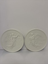 Vintage Royal Copenhagen bisque porcelain  'Night and Day' Thorvaldsen Plaques  picture