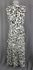 Saloni NWT Women's Black White Beige Print 100% Silk Fleur Ruffle Dress Size 14 picture