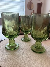 Vintage TIFFIN FRANCISCAN MADEIRA Apple Green Footed Water Goblet - set of 3 picture