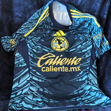 adidas Club America Caliente Short Sleeve Soccer Jersey Men’s M Blue Polyester picture
