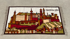 VTG Polish Hand-Woven Wool Kilim Krakow 1562 Panorama Wall Hanging Rug 73