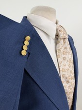 Vtg Hardwick Clothes 46 R Blue Hopsack Gold Button USA Blazer Sport Coat picture