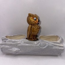 Vintage Robert Simmons Ceramics Owl on Log Planter Los Angeles CA Pottery MCM picture