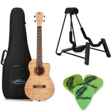 Lanikai FM-CEB Flame Maple Ukulele with Cutaway & Electronics Essentials Bundle picture
