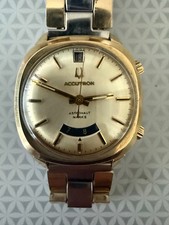 Rare 1970s Bulova Accutron Astronaut Mark II GMT Solid 14K Gold w/Orig Bracelet picture
