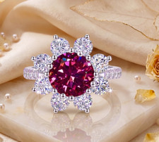 RARE 6.20 Ct Certified Round Cut Pink Natural Diamond Ring White Gold Finish picture