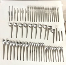 Vintage  Arne Jacobsen 59 Pc Stainless Flatware Set Denmark 1957 A. Michelsen  picture