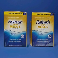 Refresh Optive Mega-3 Lubricant Eye Drops 60 Vials 2 Boxes Exp 11/2027+ picture