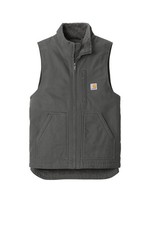3XL carhartt men's duck sherpa-lined mock neck vest, gravel, picture