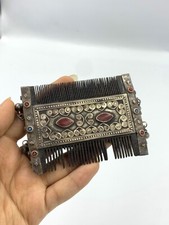 Antique Roman old silver  hair brush with stone rare unique picture