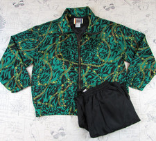 Vintage EUC EVR  Womens Animal print chains 100% Silk Jacket Pants Tracksuit  M picture