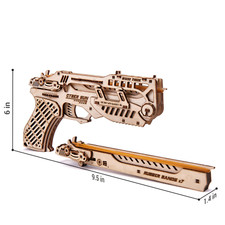 Wood Trick Cyber Gun Model Mechanical 3D Wooden Puzzle Best DIY Toy picture