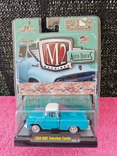 M2 Machines Auto-Trucks 1958 GMC Suburban Carrier Blue & White Diecast 1:64 picture
