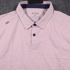 Rhone Commuter Polo Shirt Mens L Pink Golf Performance Short Sleeve Embroidered picture
