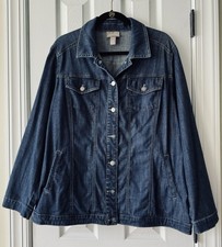 NWOT CHICOS COTTON LYOCELL TENCEL CLASSIC INDIGO JEAN JACKET SIZE 3 or XL $79 picture