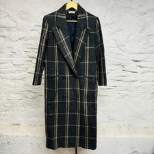 Vintage Tartan Plaid Trench Coat Lined Wool Tweed Overcoat Long Harvé Bernard picture