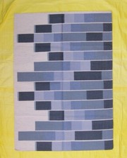 Wool Rug Kilim Dhurrie 5x7 Mat Afghan Morden Design Rug Sky Blue Hand Woven picture