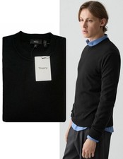 NWT THEORY Men's S Hilles Black Cashmere Crewneck Sweater picture