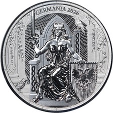2026 Germania 1 Ounce Silver 5 Mark Lady Germania BU OGP STOCK picture