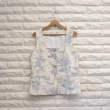 LOFT Outlet Women's Toile Floral cotton/linen vest Size M NWOT Cottagecore picture